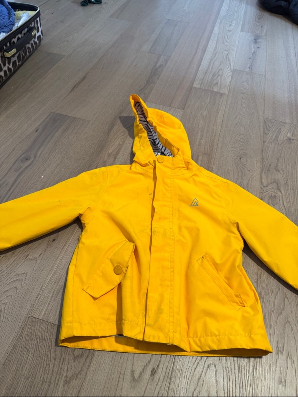 Kids Bright Yellow Hooded Raincoat with Front Pockets